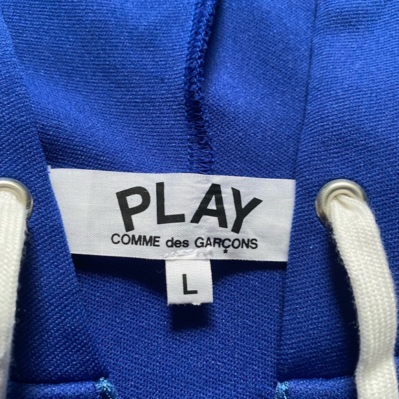Comme des Garcons PLAY blue hoodie red heart youth Large - Picture 2 of 6